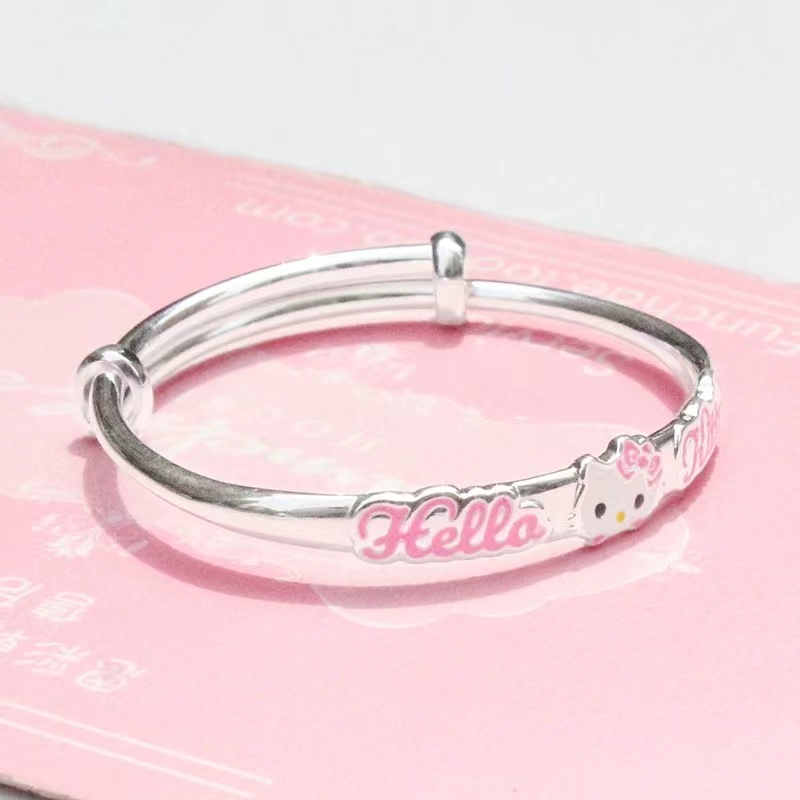 足银手镯 31号kt猫推拉实心足银手镯