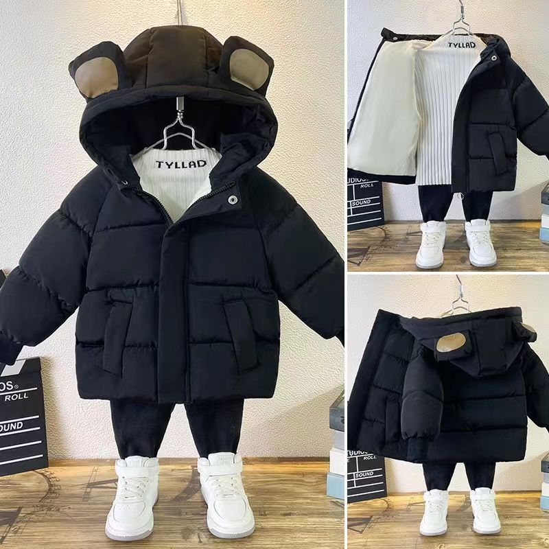 男童冬装棉衣2023新款韩版儿童卡通加绒棉棉服童装加厚棉袄外套