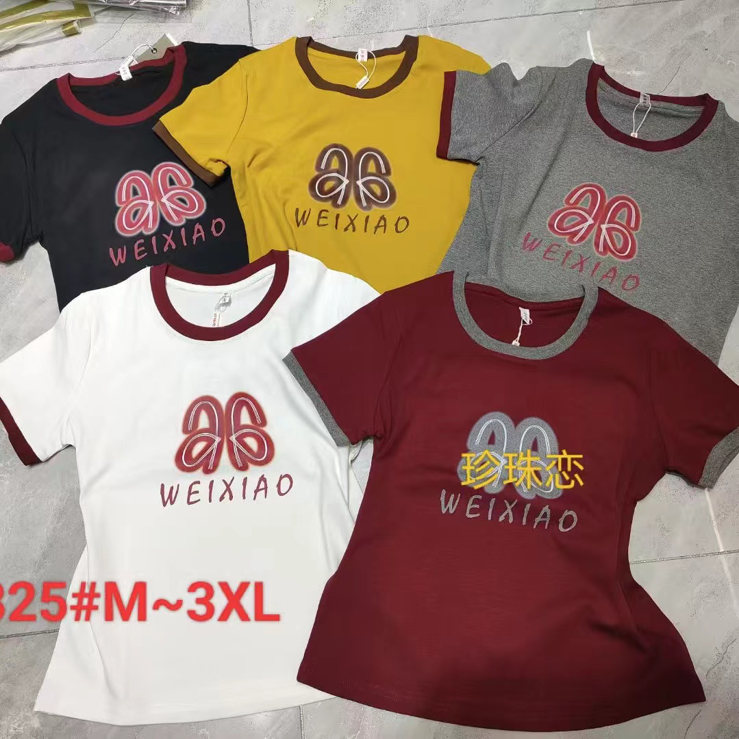 简约拼接时尚印花百搭T恤825