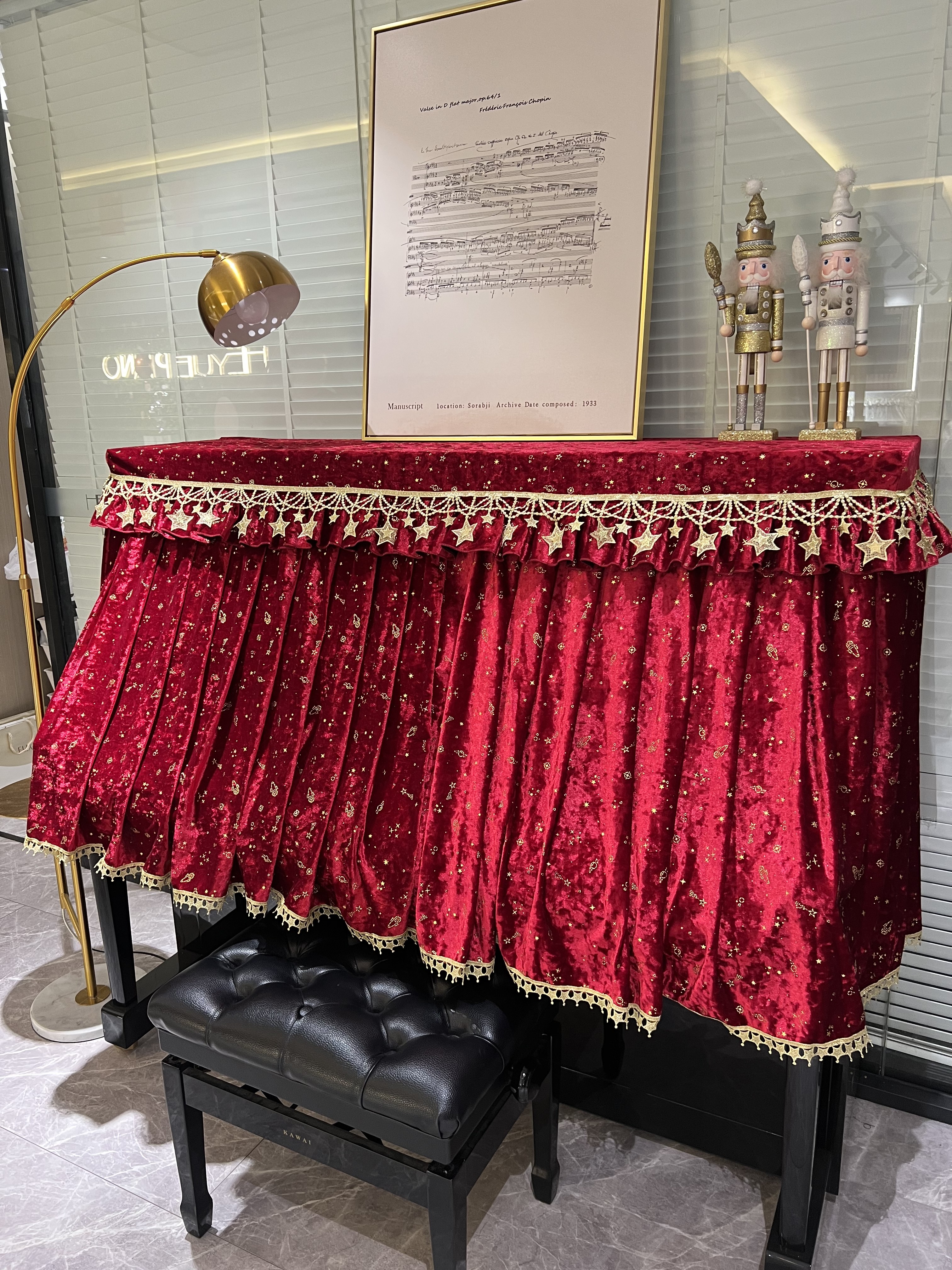 立式钢琴通用款钢琴罩现代简约加厚钢琴全罩高档红色钢琴罩防尘罩