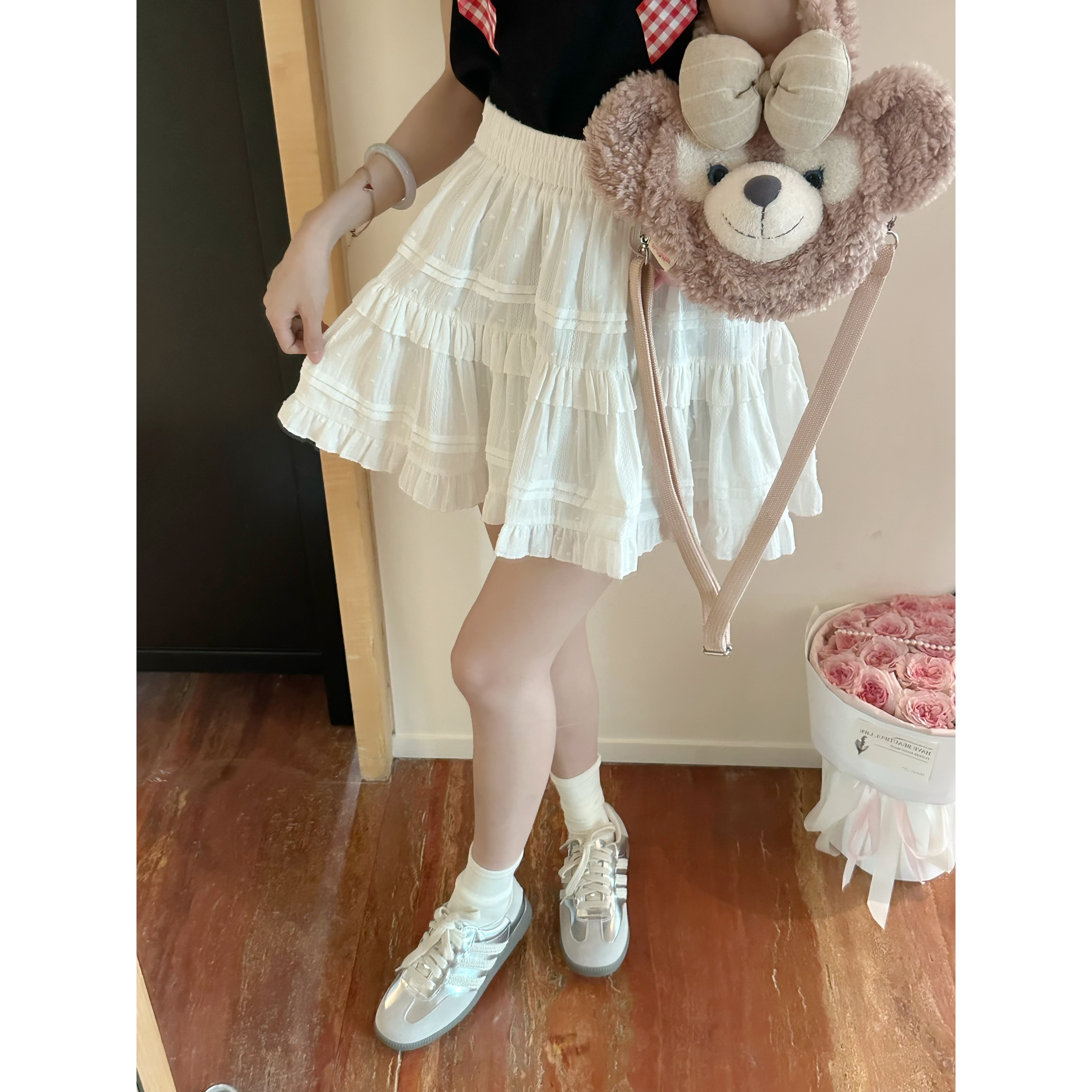 百搭短款松紧腰蛋糕裙-Q731