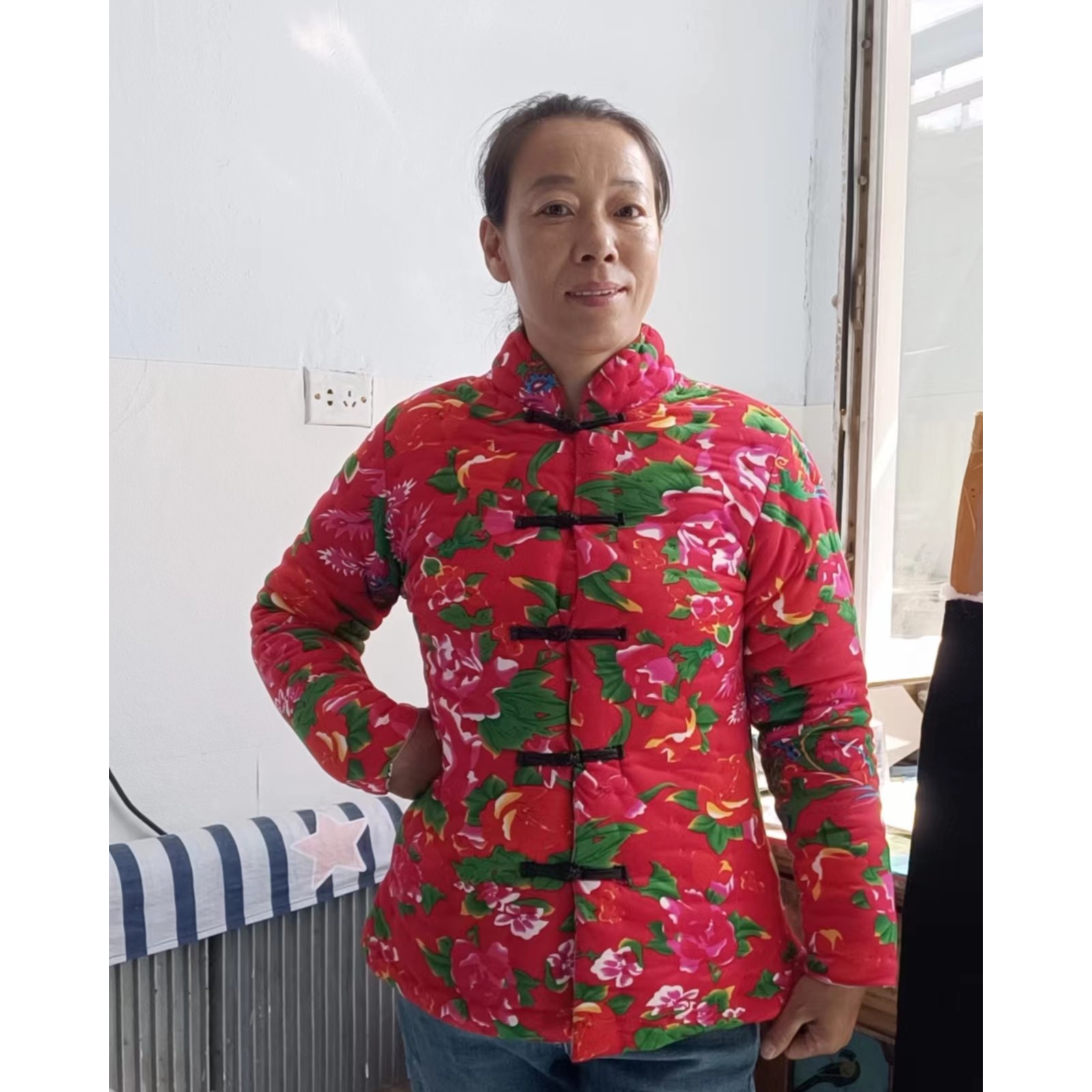 手工棉花棉袄大花复古保暖