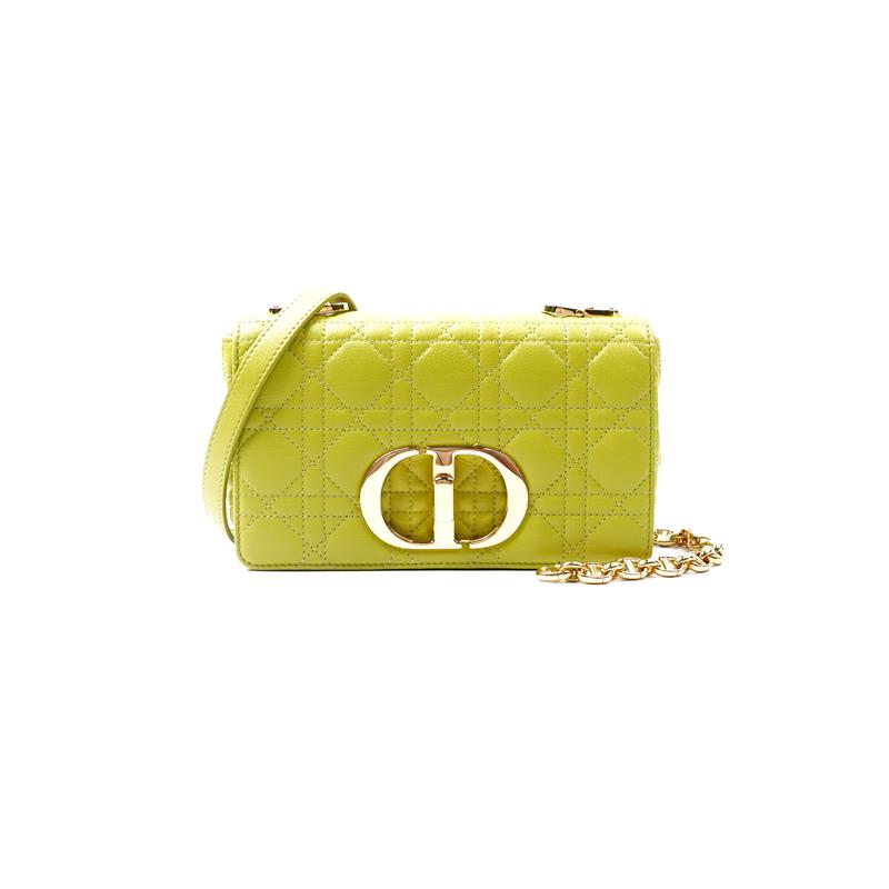 全新未使用 DIOR/迪奥 芥末黄色金扣单肩包/T_ZY0000378525