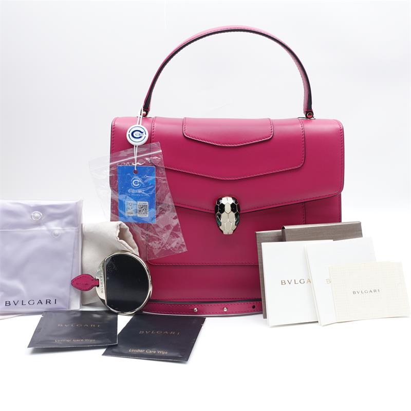 95新 BVLGARI/宝格丽 玫粉蛇头手提斜挎包T_ZY0000244336