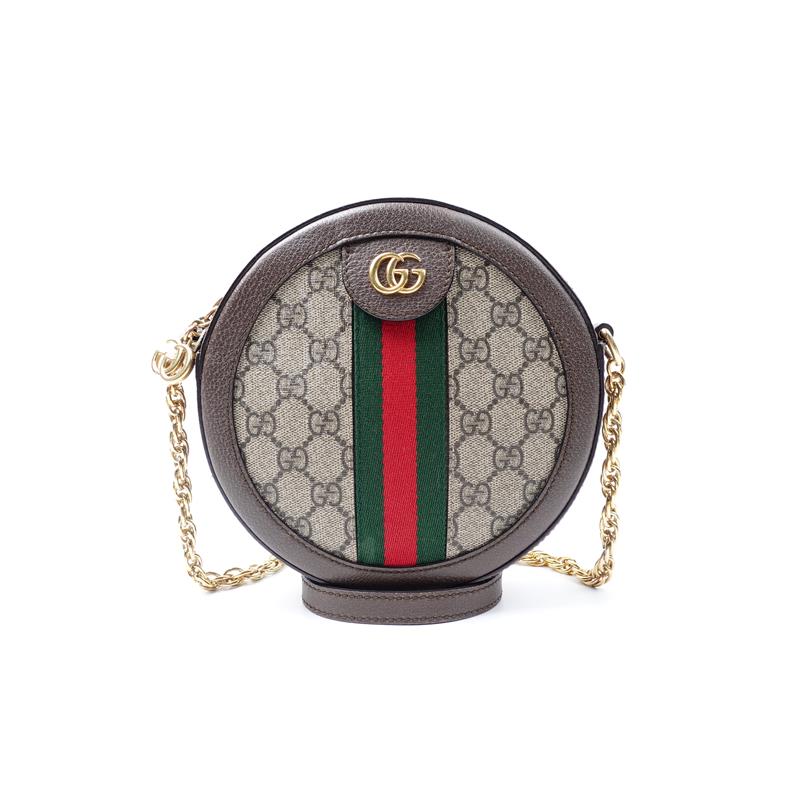 95新 GUCCI/古驰 古驰Ophidia老花拼棕圆饼单肩包T_ZY0000402663