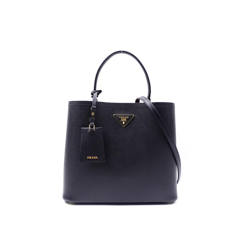 99新 Prada/普拉达 黑色大号水桶 手提单肩包/T_ZY0000368801