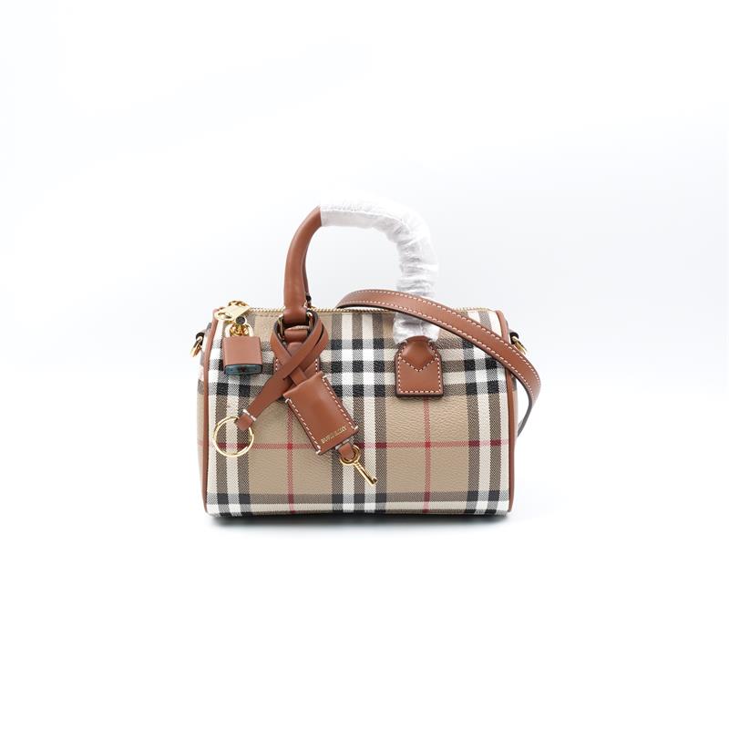 99新 BURBERRY/博柏利 格子波士顿手提/H_ZY0000362262