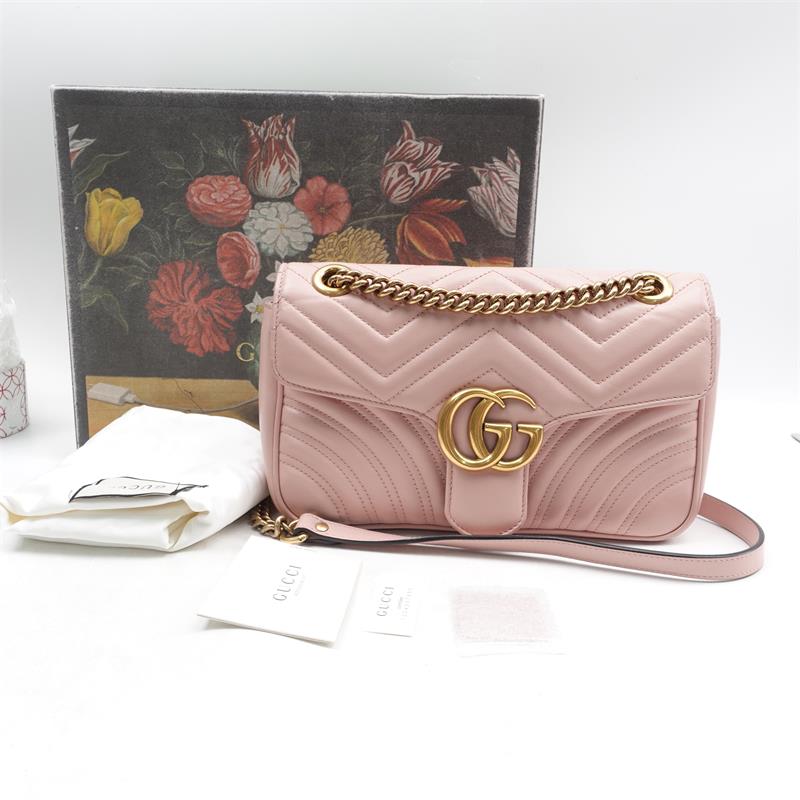 95新 GUCCI/古驰 Marmont 粉色金双G标 单肩包T_ZY0000340333