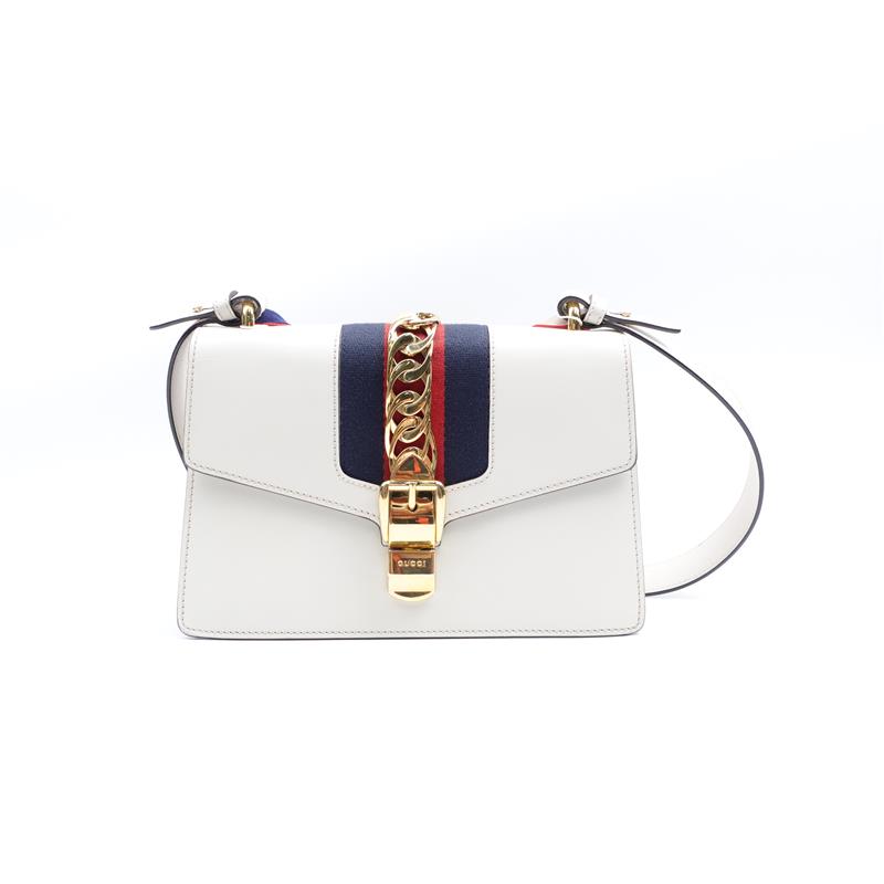 95新 GUCCI/古驰 古驰 sylvie白色单肩包/H_ZY0000365986