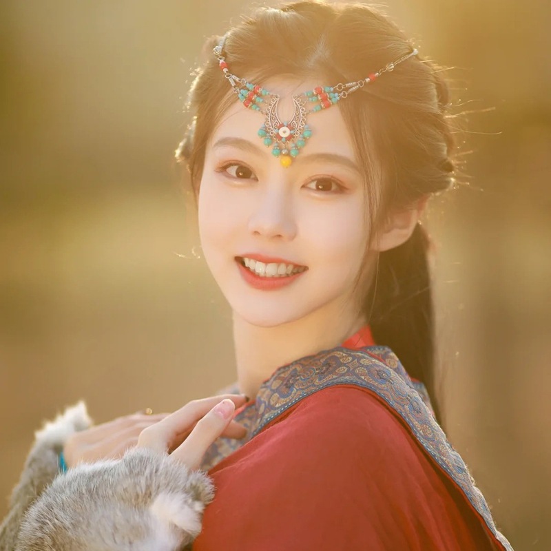 手工古风儿童东宫小枫超仙复古可爱长款汉服头饰额饰眉心坠耳环