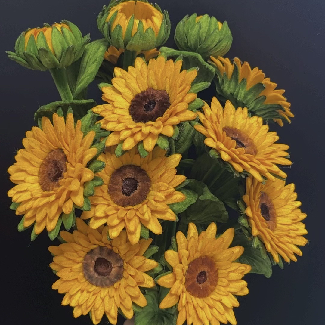 迷你向日葵花束手工DIY材料包礼品摆件加绒加密扭扭棒