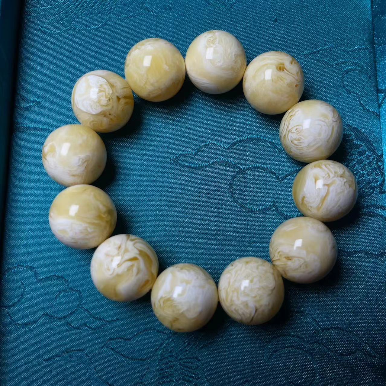 【素白花纹】20mm圆珠奶白花纹精工优质的手串