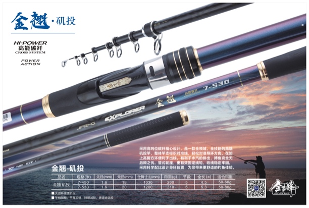 金翘远投竿7号硬度全富士高品质导环腰力强劲无惧大物米翘克星