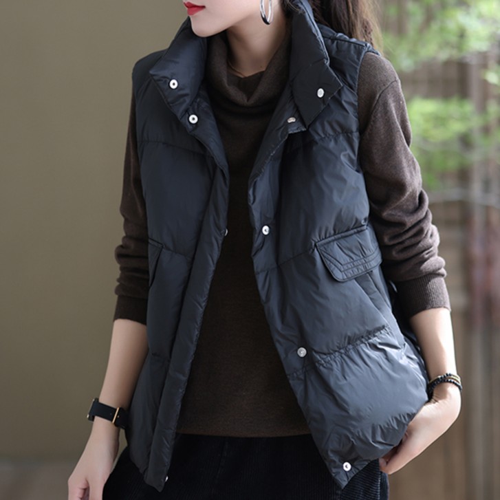 2024新款秋冬季翻盖斜口袋轻薄款鸭绒羽绒服羽绒马甲