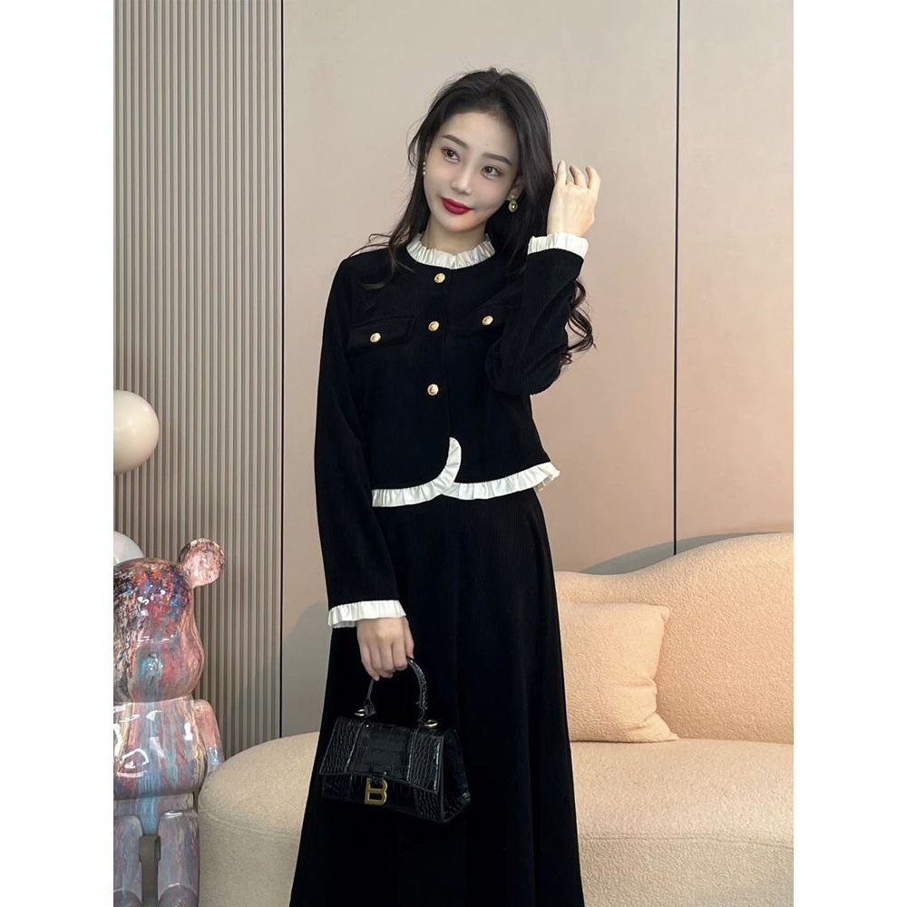 小香风套装女2023秋季新款洋气流行穿搭气质短外套半身裙子一整套