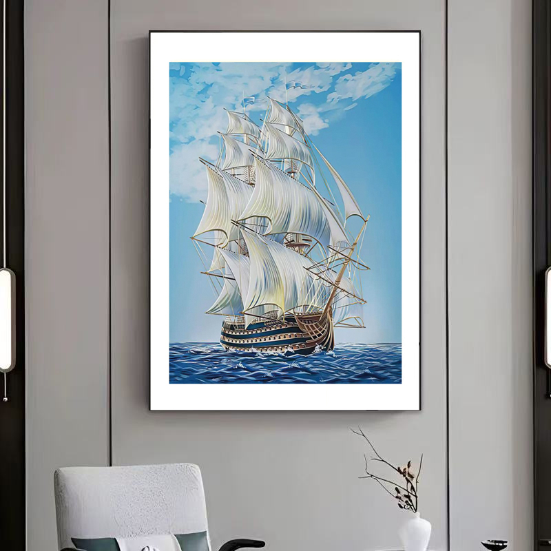 手工立体金箔描金《乘风破浪》入户玄关装饰画餐厅走廊一帆风顺挂画