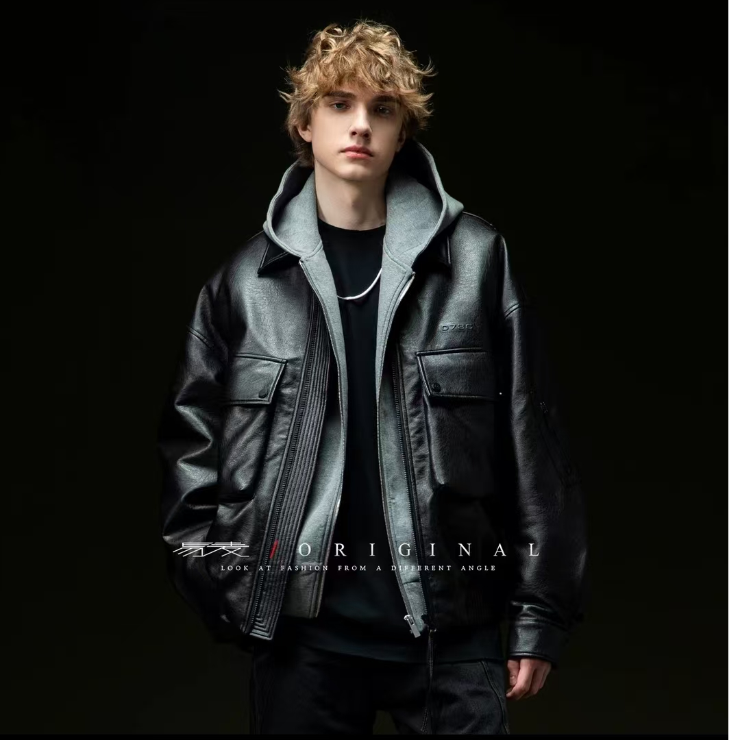 【Cingo潮品】冬季男士新款潮牌时尚保暖羽绒服休闲立领夹克皮外套