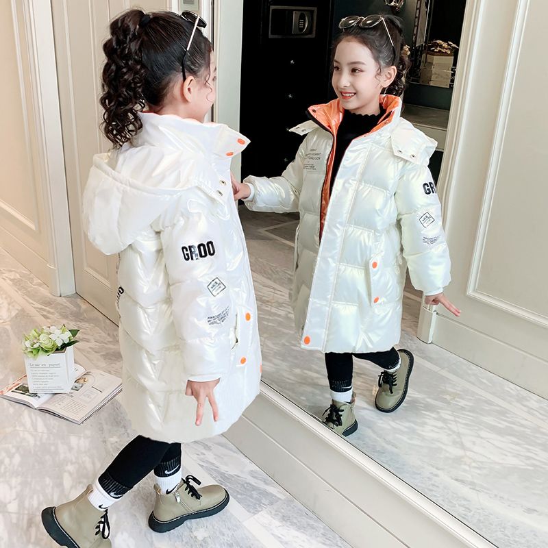 巴拉巴拉女童羽绒服2023新款冬季时尚加厚儿童亮面中长款羽绒棉洋