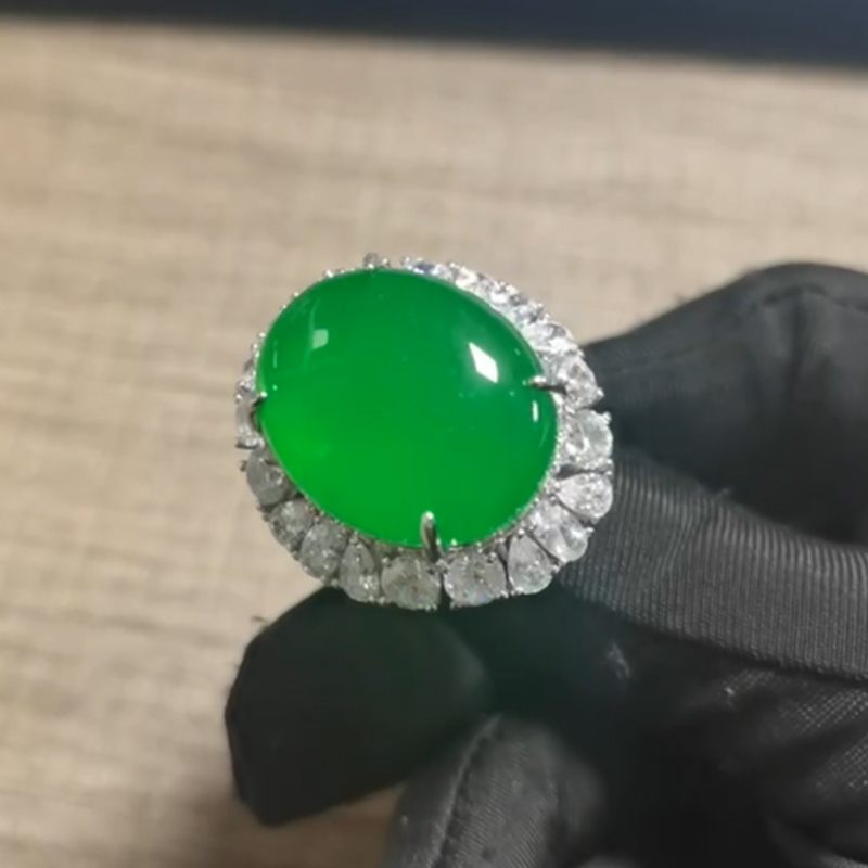 ZCY/子成说 925银合成锆石戒指 女款银戒指环轻奢绿色戒指翠翠款