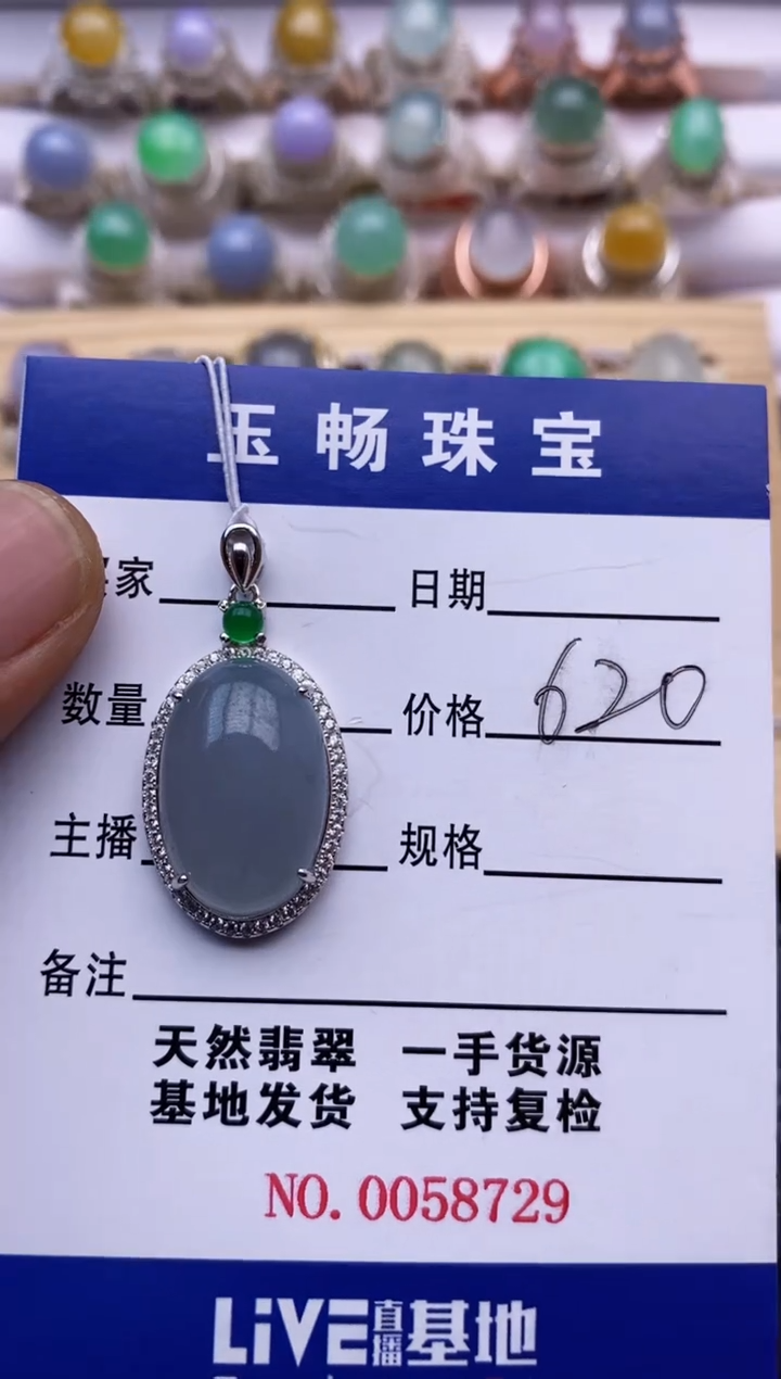【闪购商品】翡翠吊坠(赠链)银S925镶嵌/8729