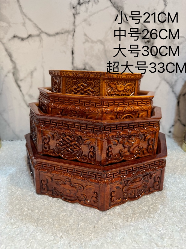八边形实木果盘八角形托盘八吉祥供果盘坚果盘供果盘家用木质果盘