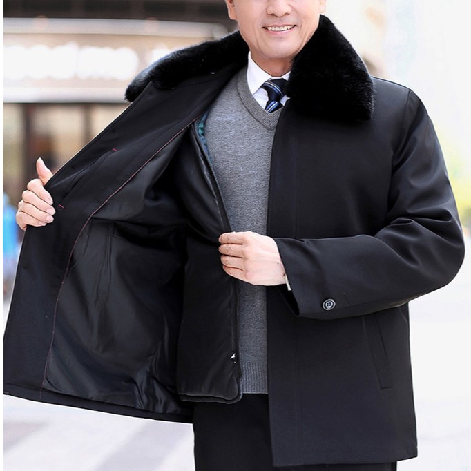 中老年男款皮草派克服可拆卸内胆男士加厚尼克服