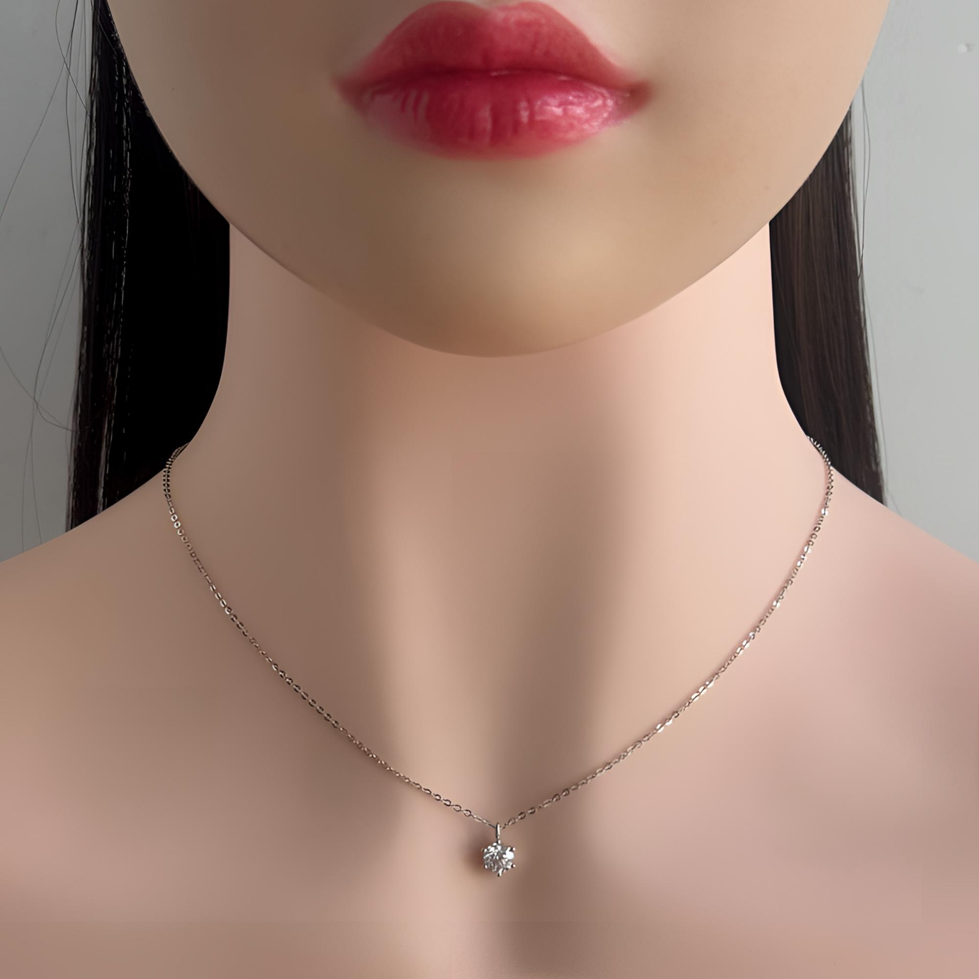 【合成/培育】18K金培育钻石项链 六爪款