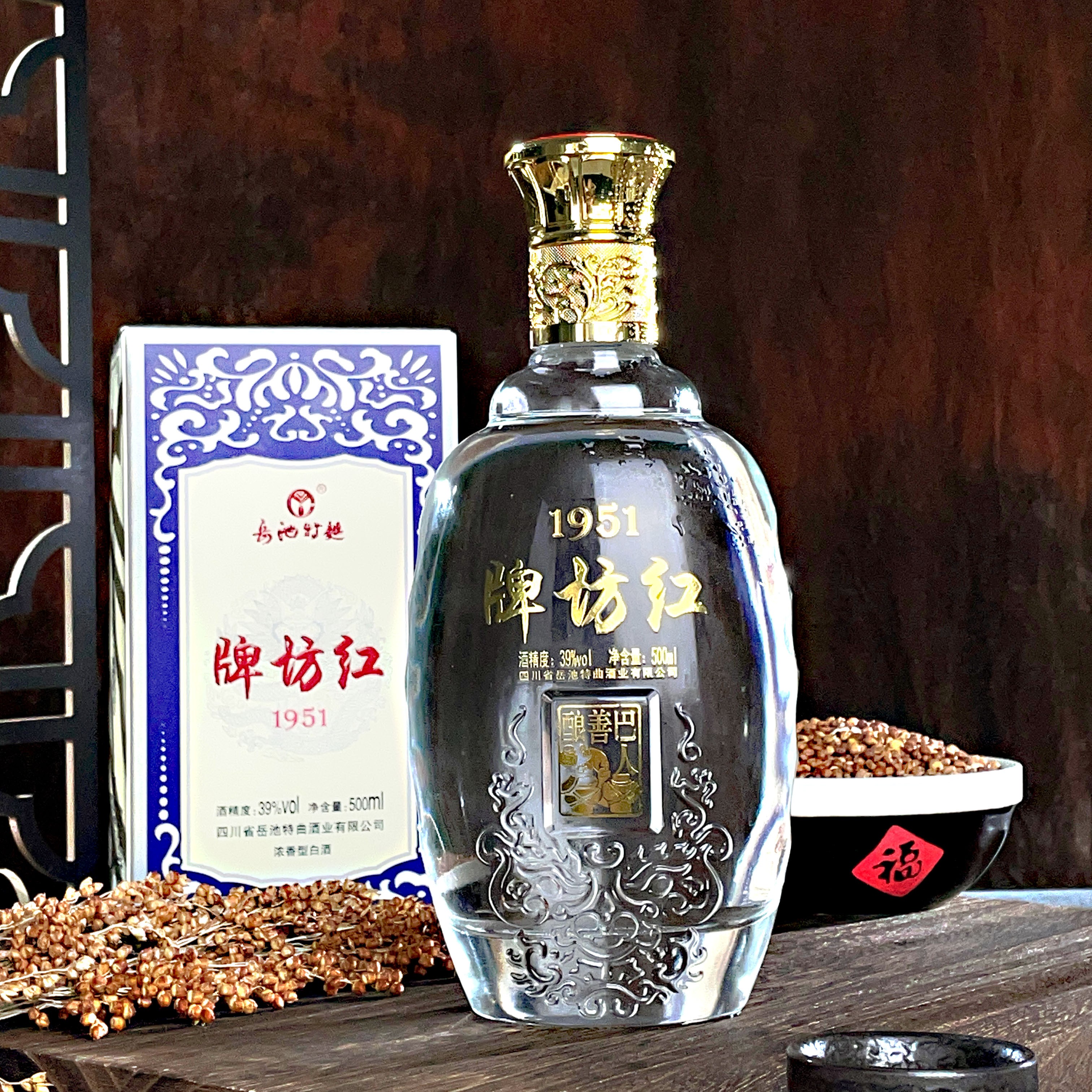 牌坊红500ML1951浓香型白酒39°39度500ml