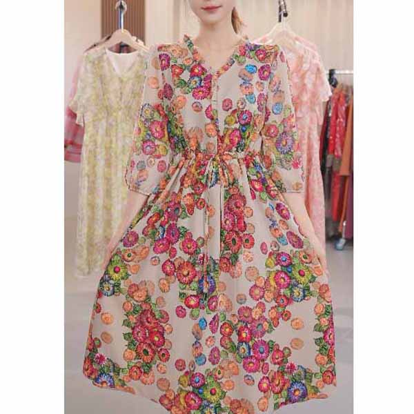 2025新款连衣裙女高档气质显瘦中长款碎花裙子J2477