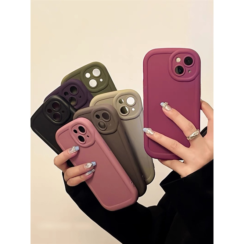 美拉德色系纯色泡芙壳苹果15手机壳iphone13/14promax防摔12全包1