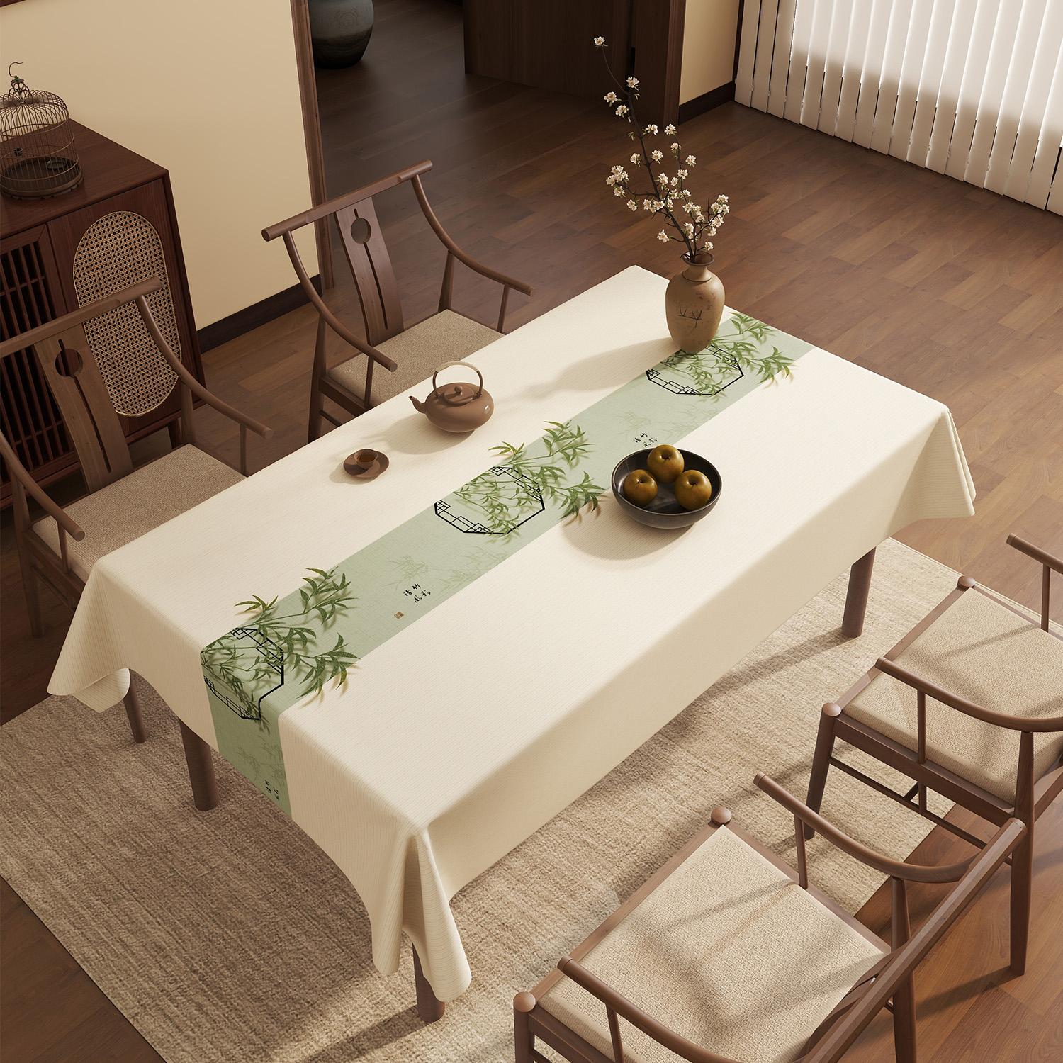 本知夜雨新竹桌布防水防油防烫免洗新款餐桌茶几台布家用轻奢大气