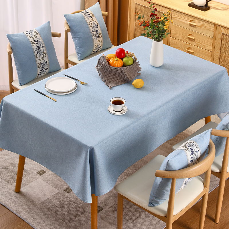 本知桌布布艺棉麻田园风格亚麻防尘茶几多色家用餐桌方形厚款简约