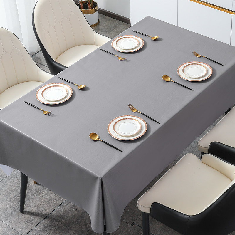 本知素雅纯色长方形桌布防水防油防烫免洗茶几布台布简约家用桌垫