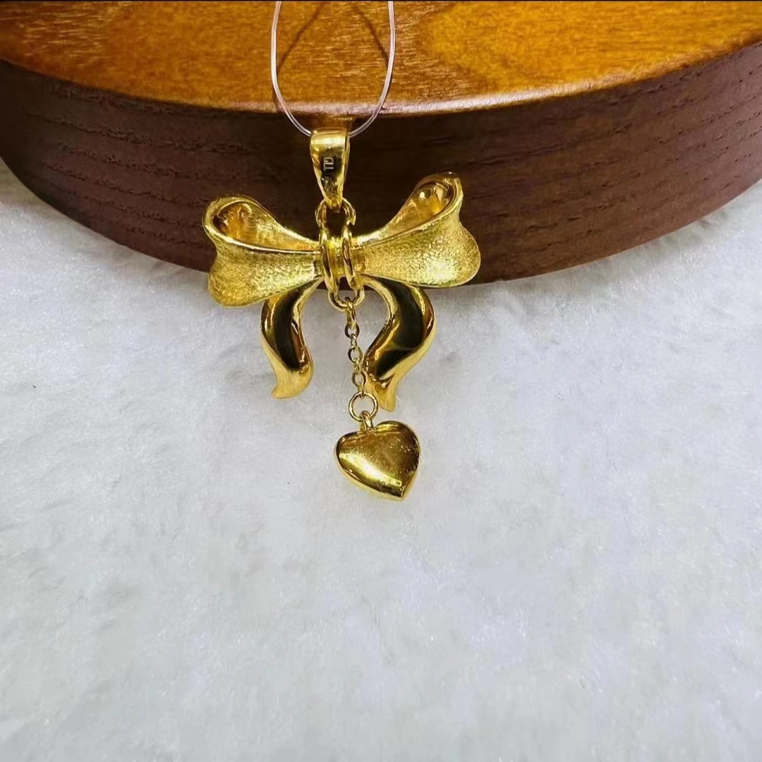 【金展珠宝】足金 蝴蝶结爱心吊坠