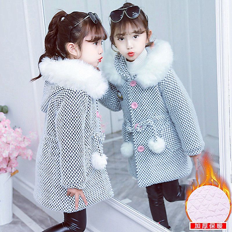 童装女童外套冬款2023新款加棉加厚韩版女孩貂绒呢子外套中长款潮