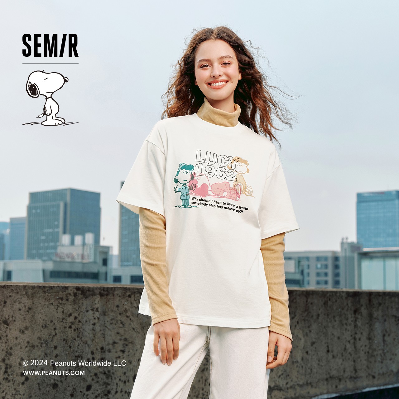 商场同款|史努比系列森马短袖T恤女中长款新款衣服百搭潮流通勤
