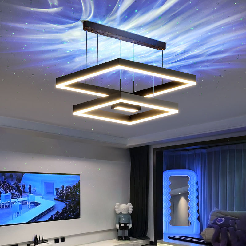 2024年新款客厅吊灯现代简约大气轻奢北极光投影灯具组合全屋套餐