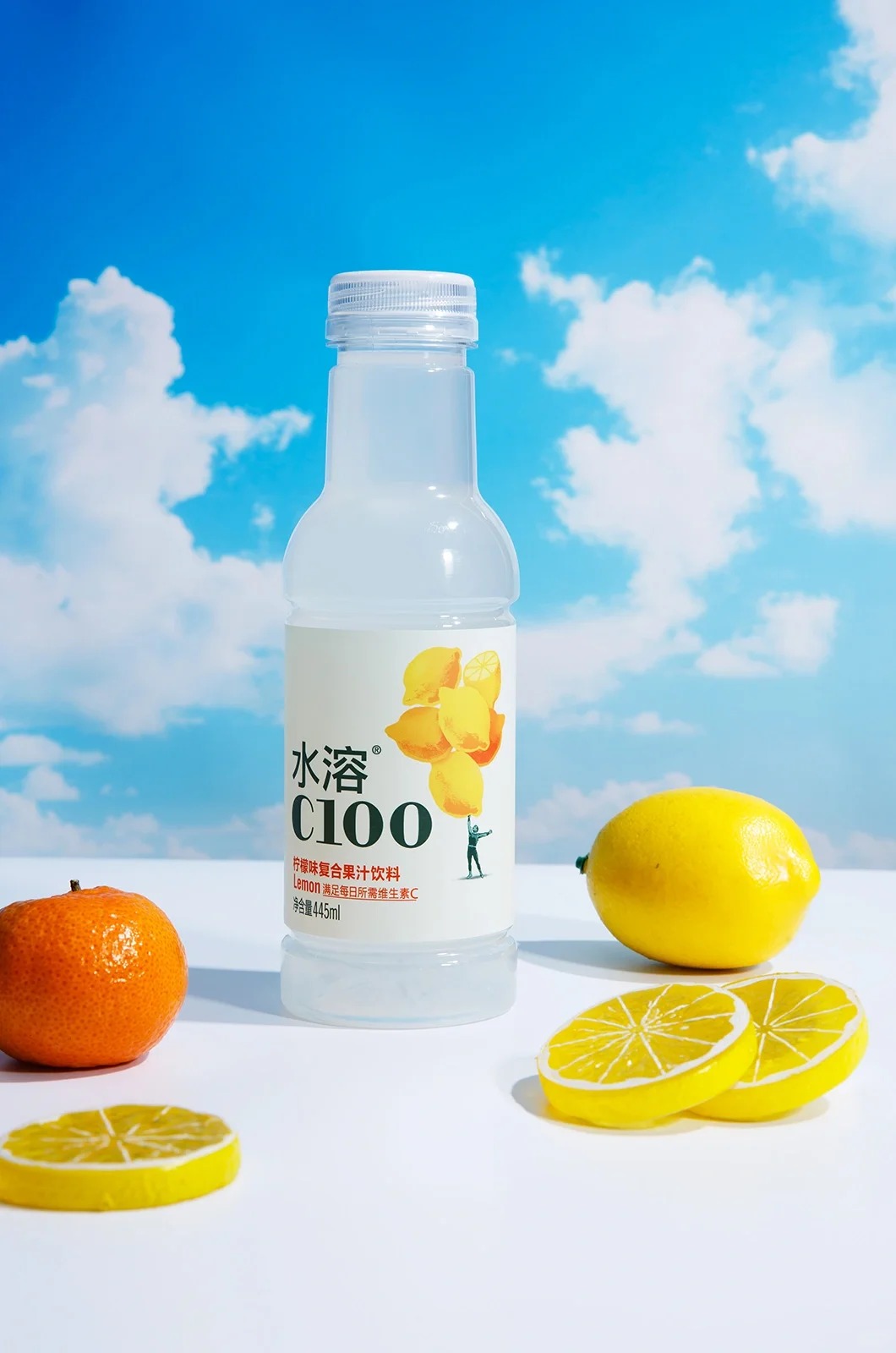 水溶C100果汁饮料 柠檬西柚味 445ml