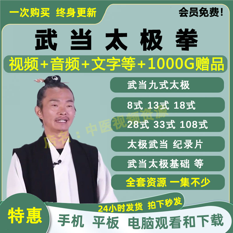 武当太极拳8式13式18式28式33式108式视频中医健身养生运动教程学