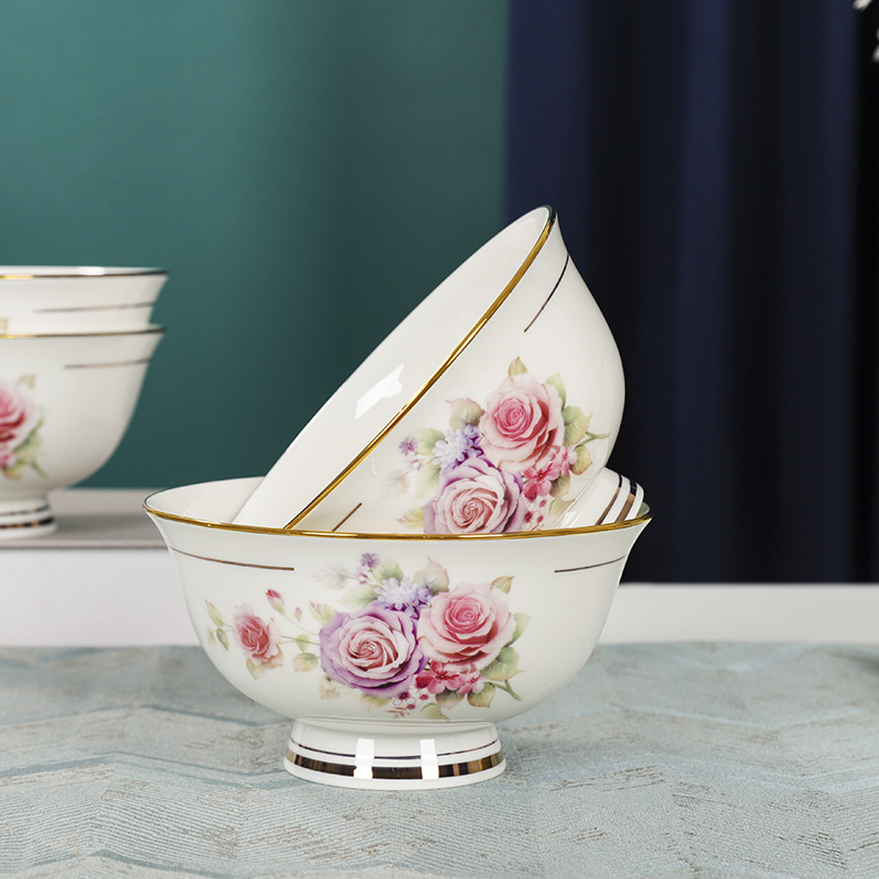 创意新品高档骨瓷家用6英寸面碗泡面碗大饭碗稀饭碗高温高脚防烫