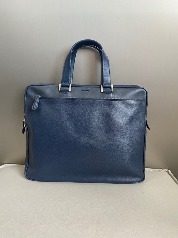 99新 FENDI/芬迪 97新蓝色全皮拉链手提公文包男包