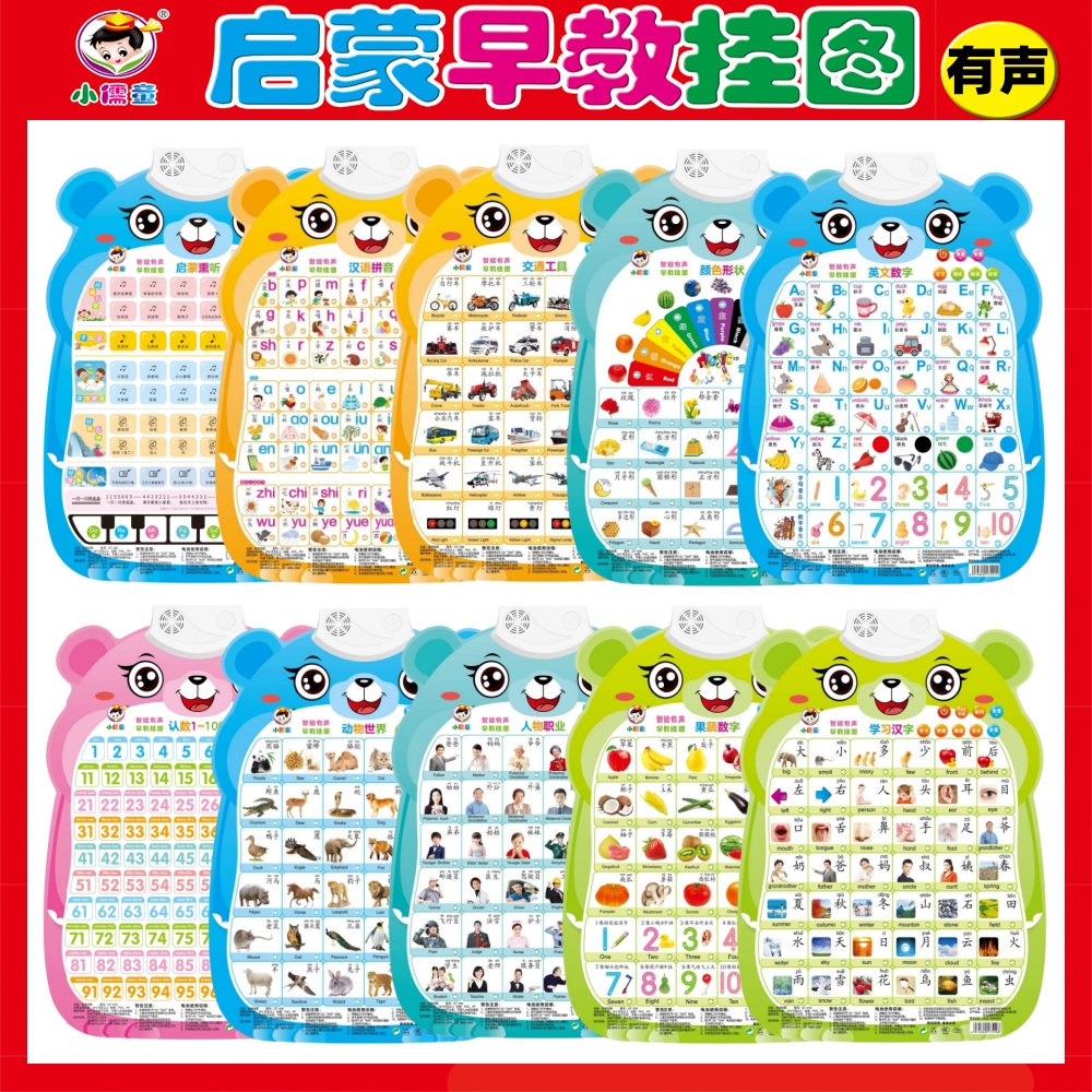 早教有声挂图拼音识字认数识物字母表整体认知启蒙幼儿园点读墙贴