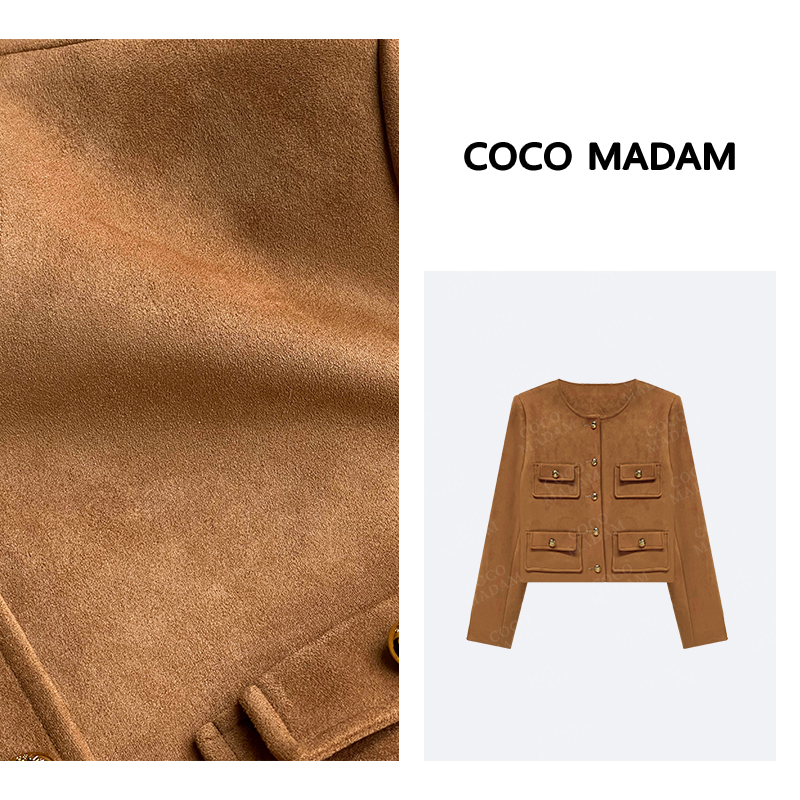 《An ni》Ani-B309  新款口袋复古老钱风修身显瘦短款外套女