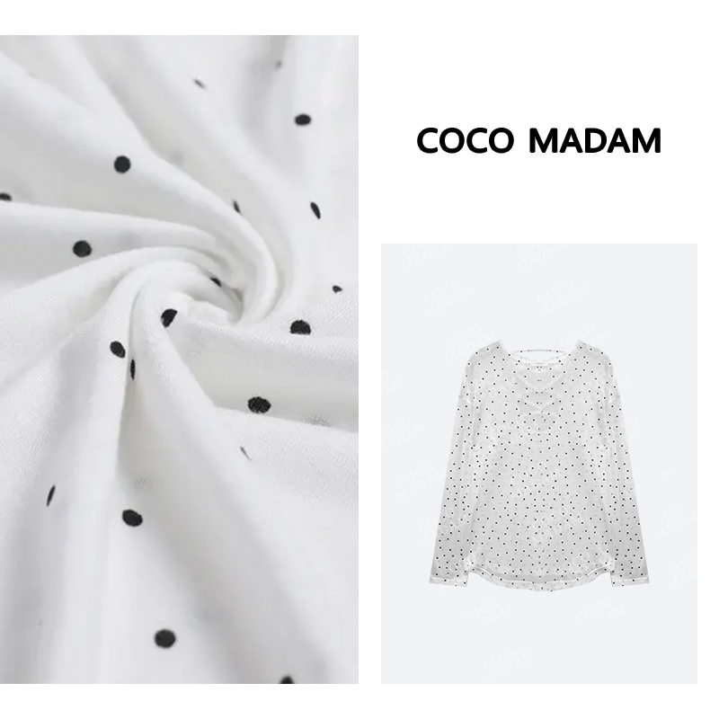 《An ni》Ani-B037 设计感波点T恤女夏小众休闲宽松薄款防晒上衣