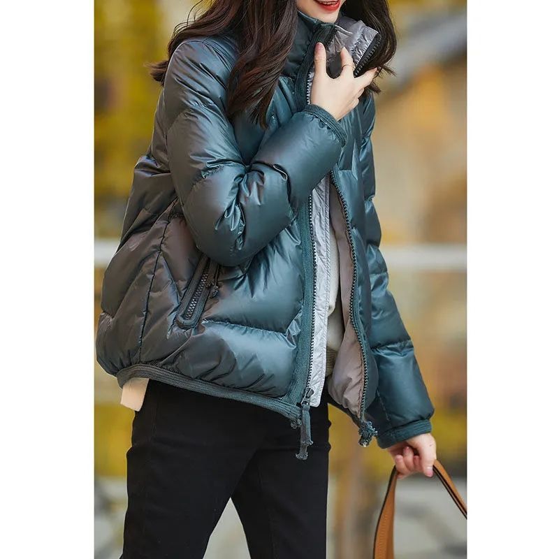 艾菜依羽绒服户外运动衣女短款2023秋冬季韩版宽松面包服加厚羽绒