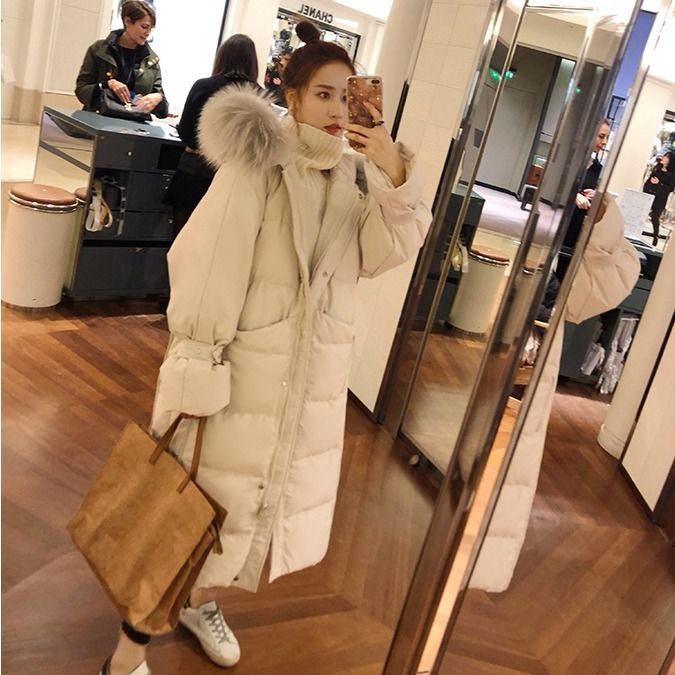 艾菜依羽绒服户外运动女2023冬季新款中长款过膝棉衣女韩版宽松学