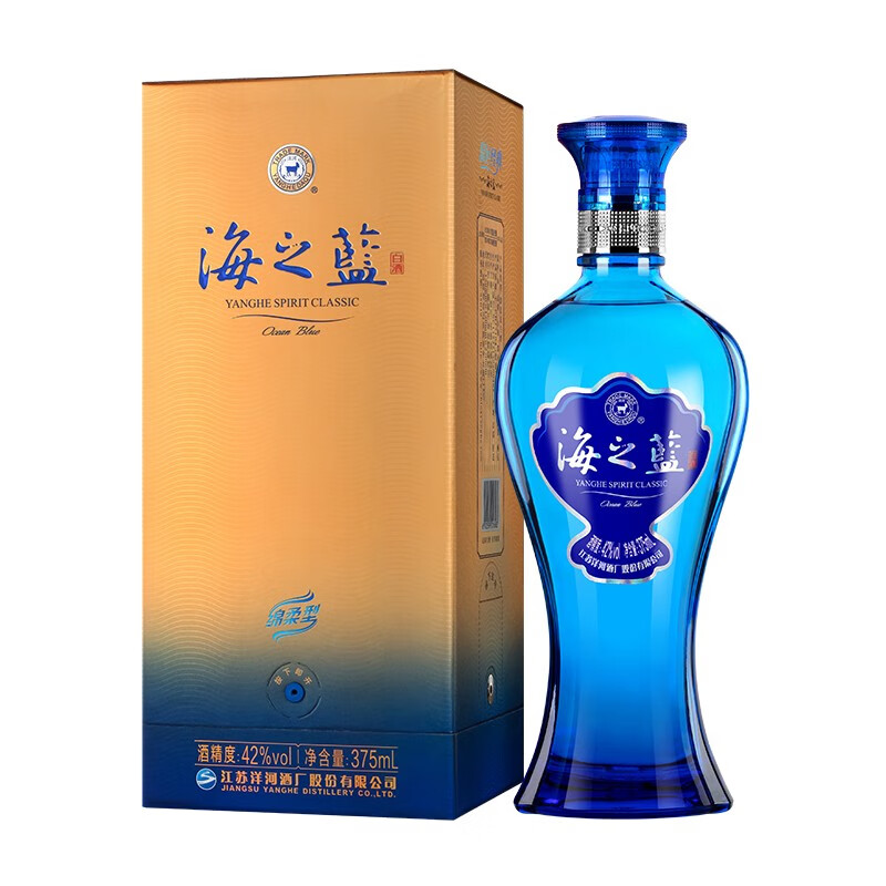 洋河海之蓝 42度绵柔浓香型白酒商务江苏洋河酒厂经典42度375ml