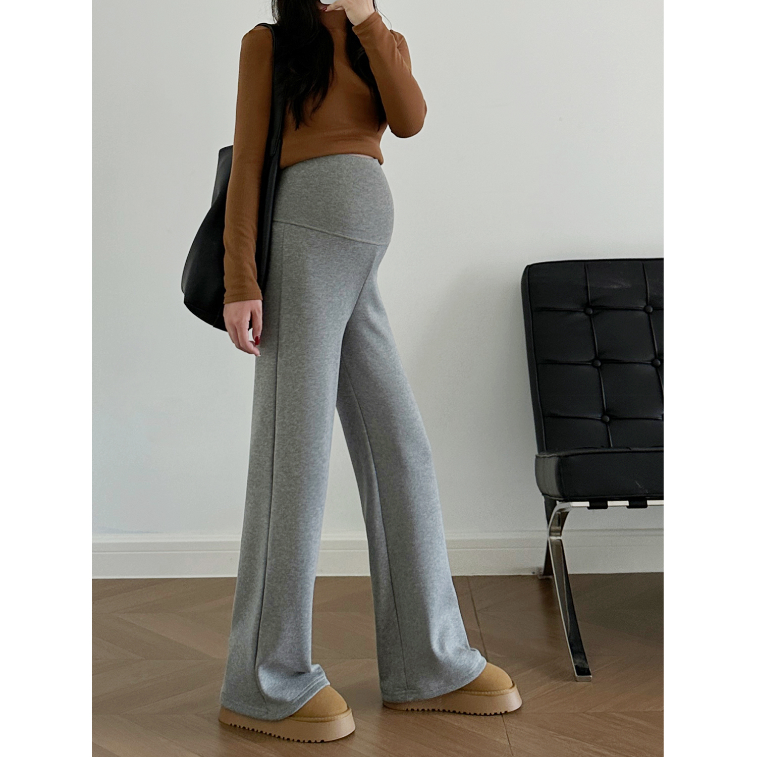 孕妇阔腿裤子外穿春秋冬季2025新款加绒加厚款托腹打底裤瑜伽长裤