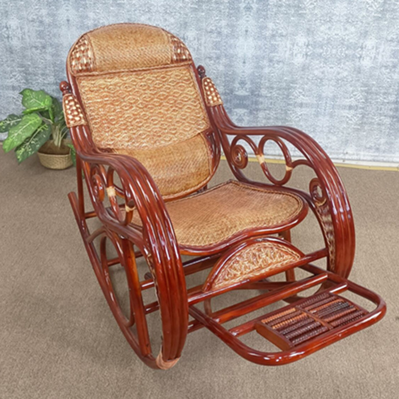 真藤摇椅成年人午休椅懒人藤条逍遥椅阳台休闲老人摇摇椅藤编躺椅