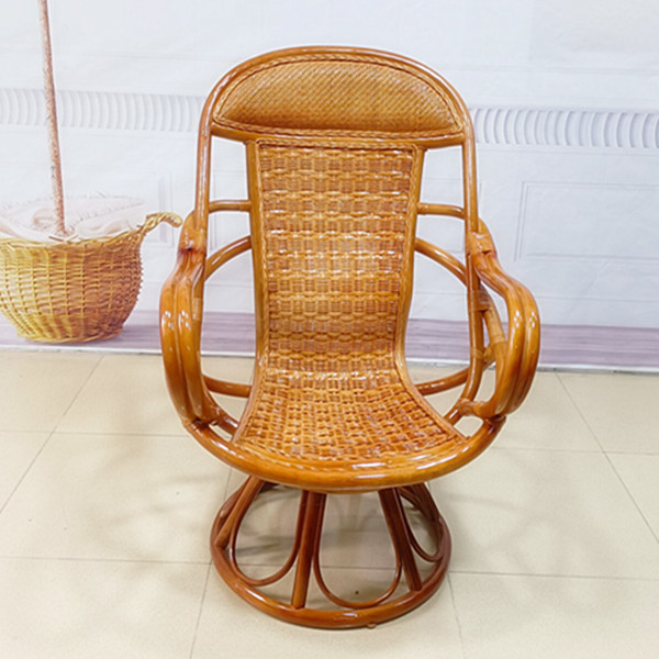 舒适真藤椅旋转藤椅阳台休闲单人高靠背椅子家用看书喝茶藤编腾椅
